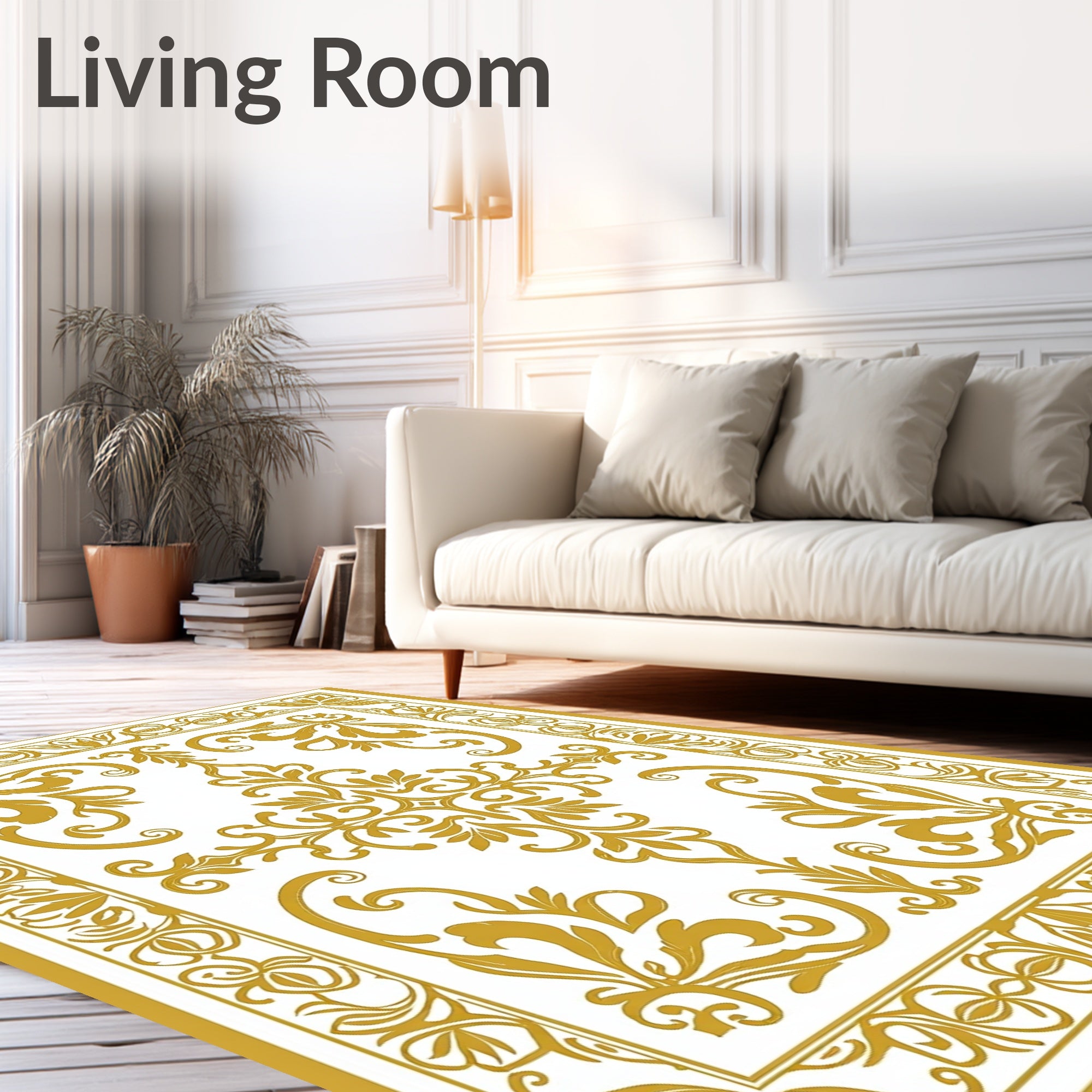 Ornate Floral Scroll Pattern Rug