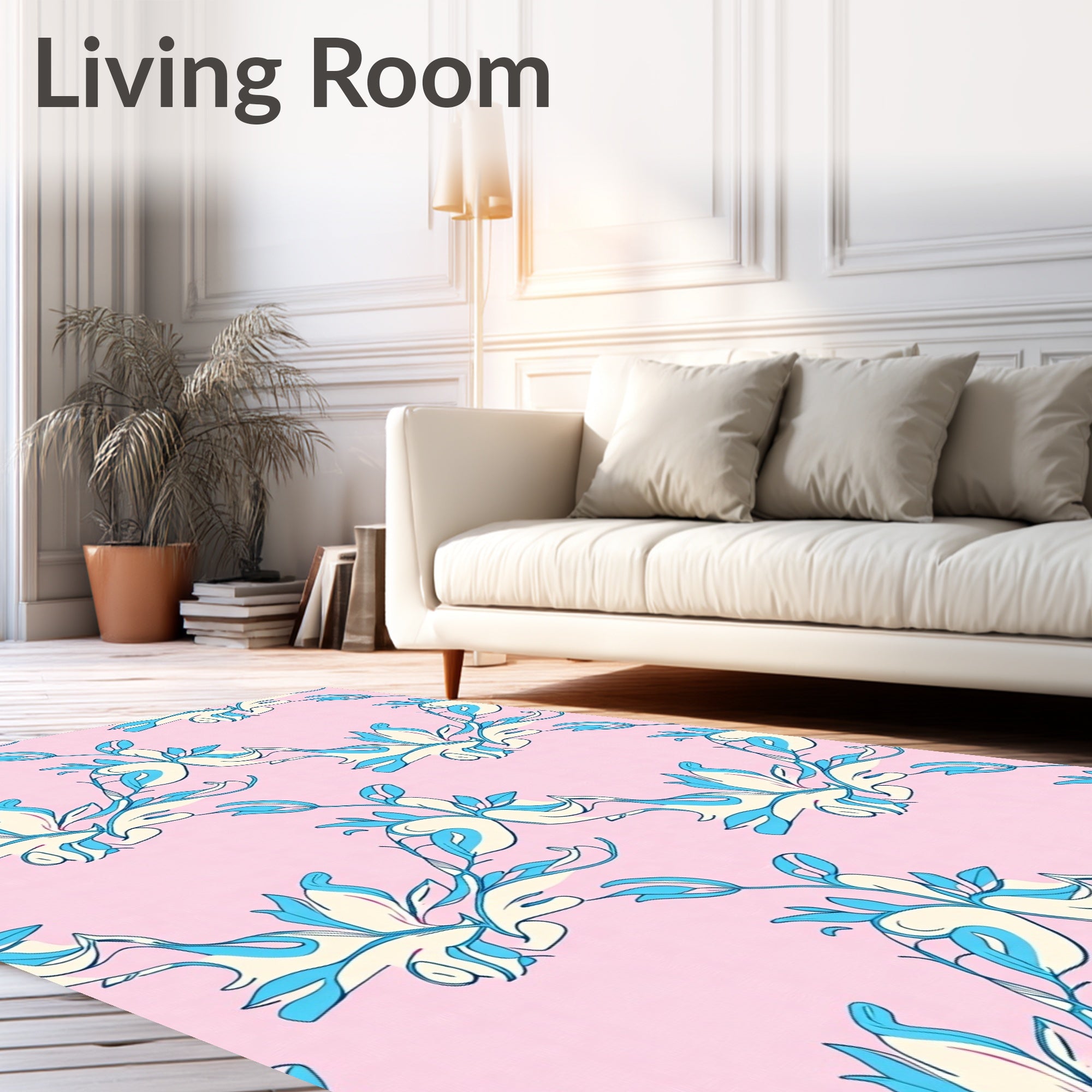 Elegant Floral Swirl Design Rug