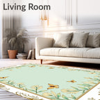 Floral Butterfly Meadow Light Blue Rug