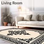 Ornate Black Floral Medallion Rug