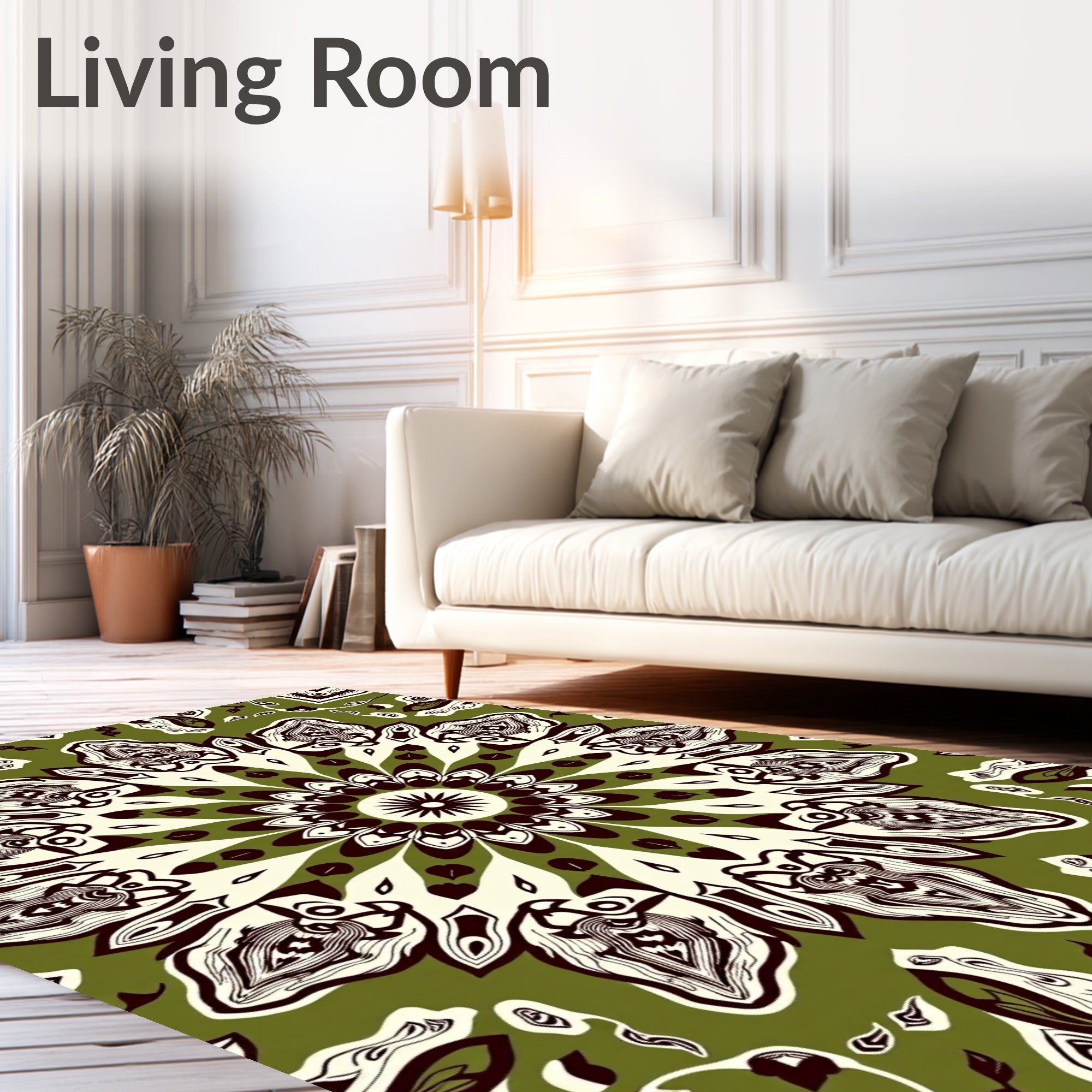 Ornate Floral Mandala Pattern Design Rug