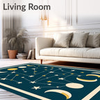Celestial Moon Star Constellation Pattern Rug
