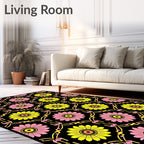 Bold Floral Geometric Lattice Design Rug