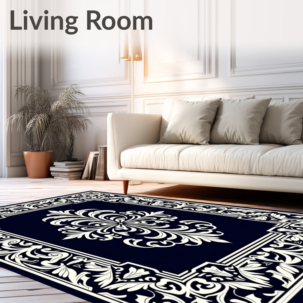 Ornate Floral Damask Pattern Rug