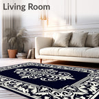 Ornate Floral Damask Pattern Rug