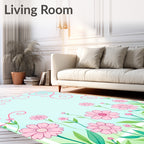 Pink Floral Swirls Garden Pattern Rug