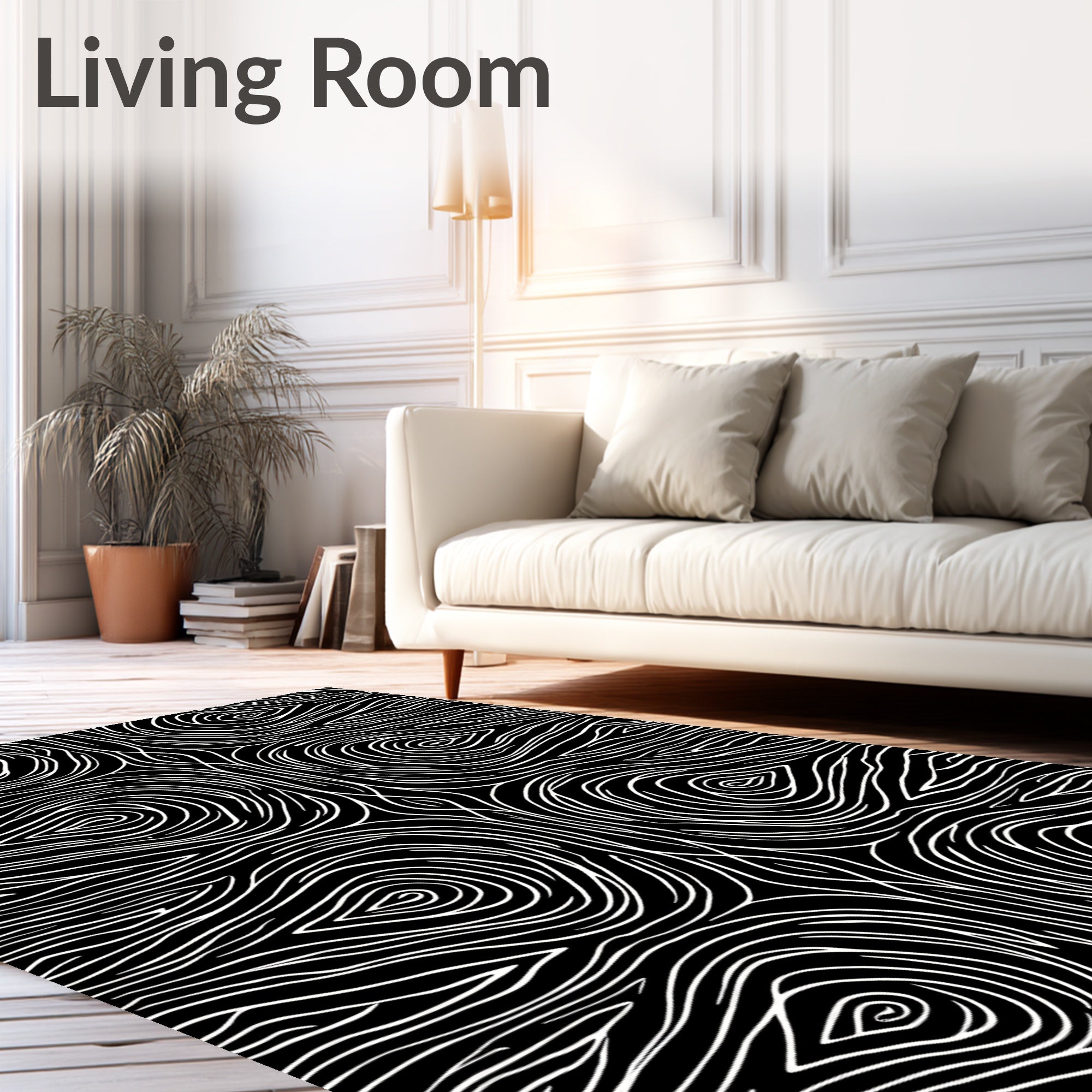Abstract Swirls Symmetric Design Rug