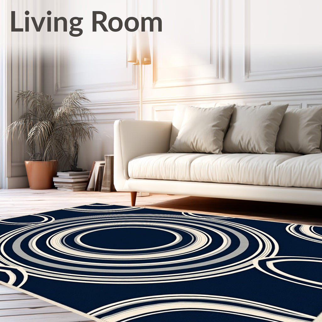 Concentric Circles Geometric Pattern Rug