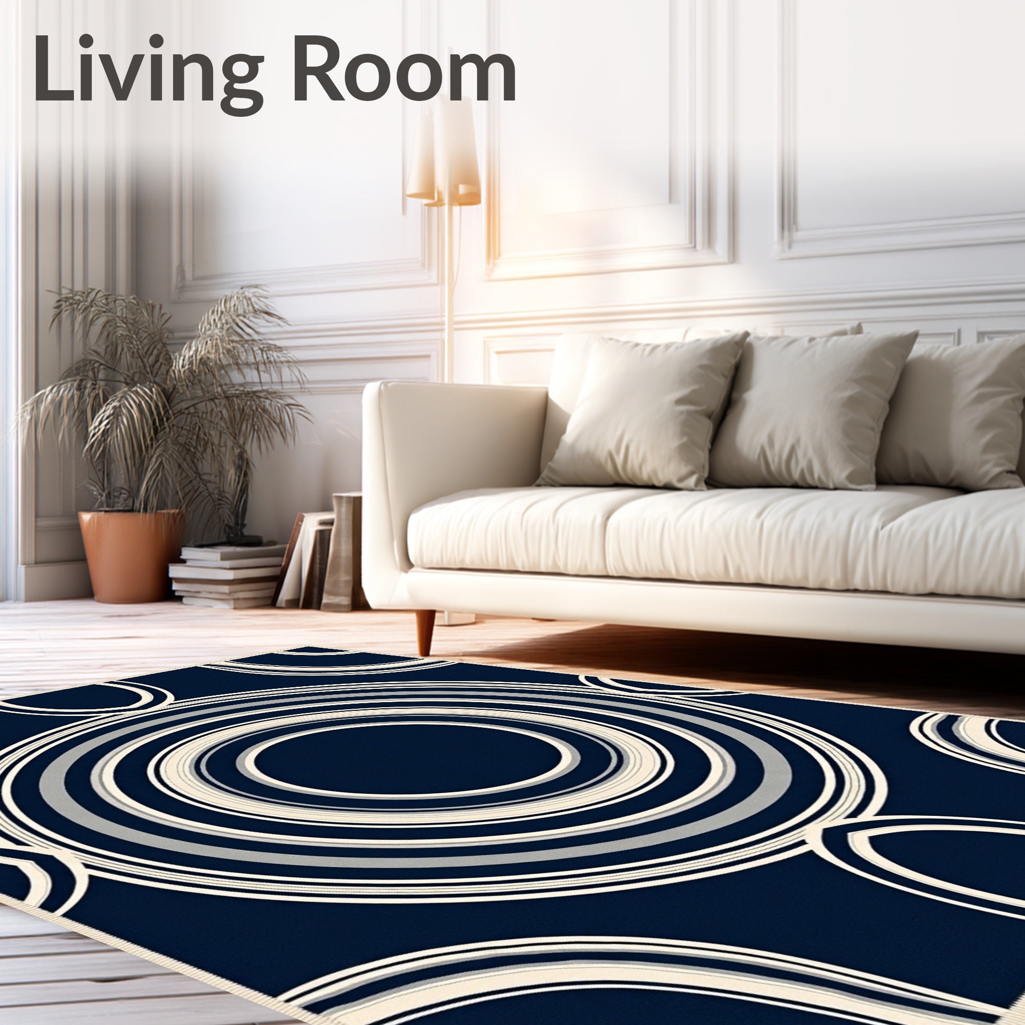 Concentric Circles Geometric Pattern Rug