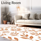 Orange Leaf Branch Pattern Rug