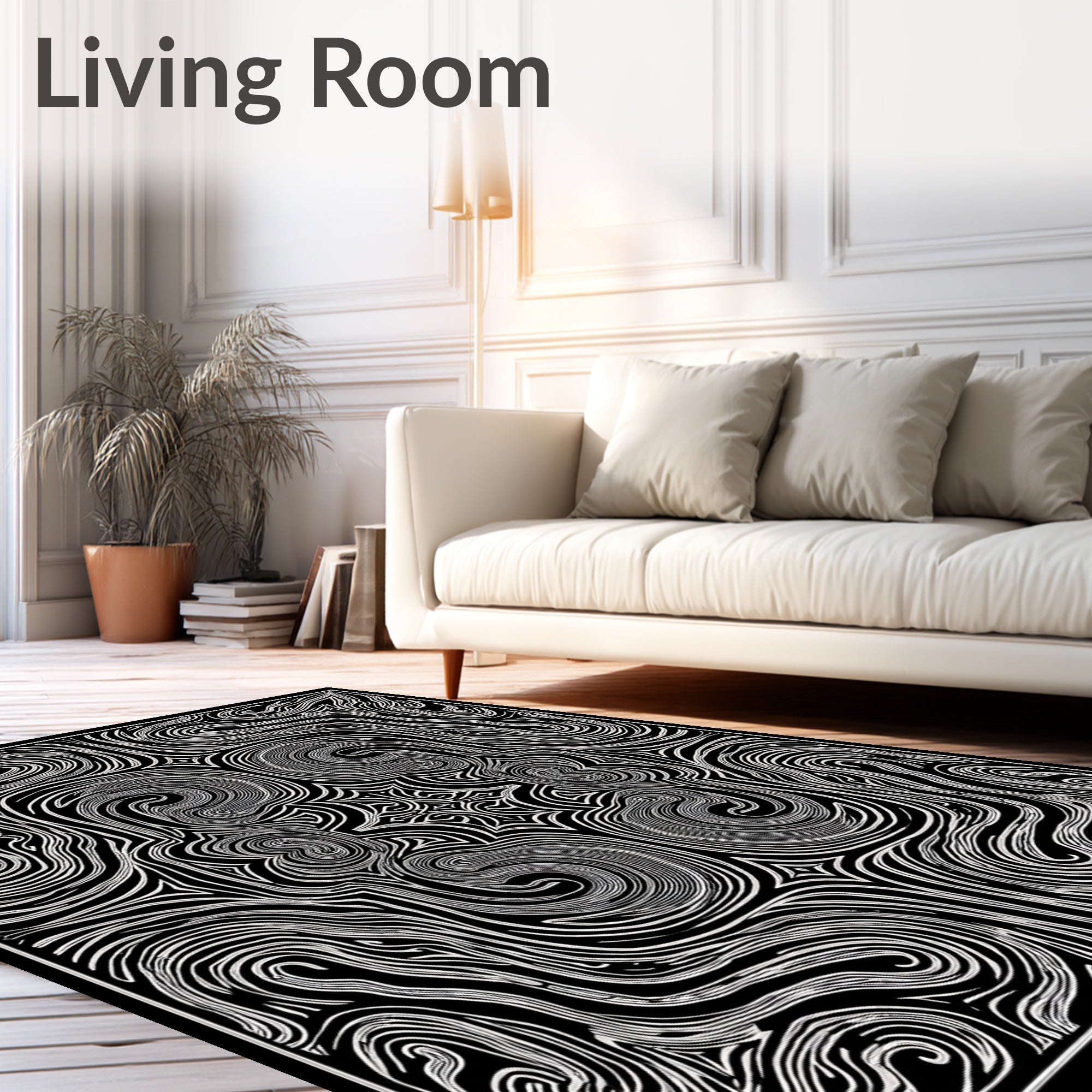 Monochromatic Swirls Pattern Rug