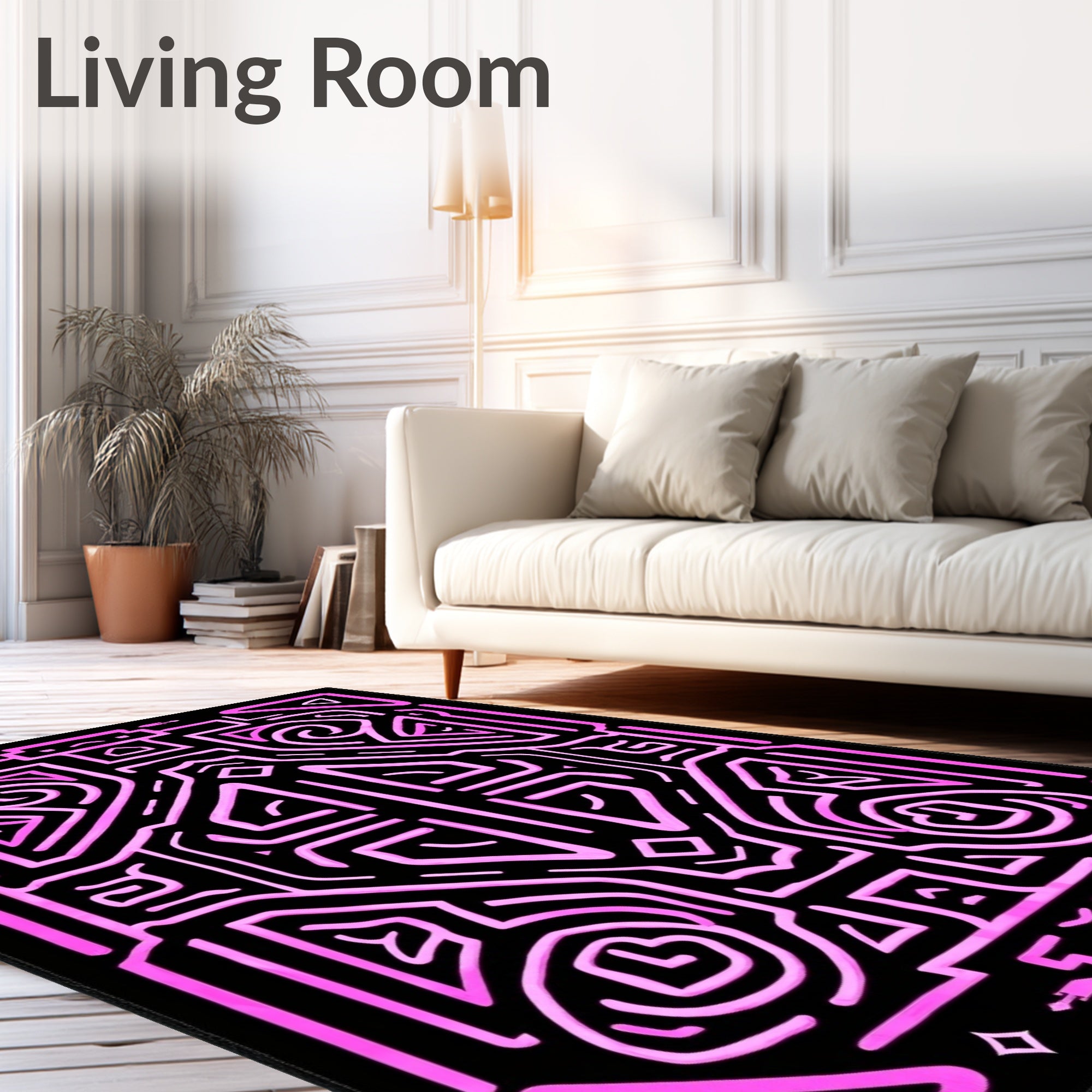 Pink Geometric Abstract Art Rug