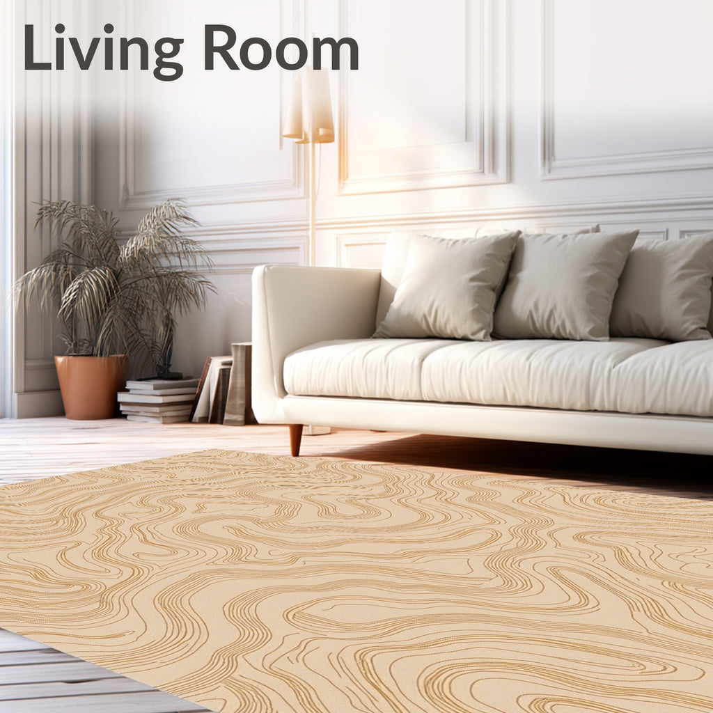 Desert Topographic Contour Lines Pattern Rug