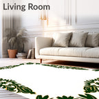 Elegant Green Scroll Floral Design Rug