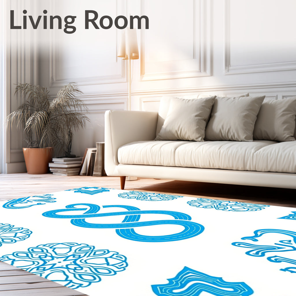 Bold Blue Infinite Knot Pattern Rug