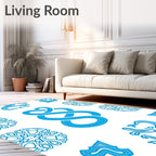 Bold Blue Infinite Knot Pattern Rug