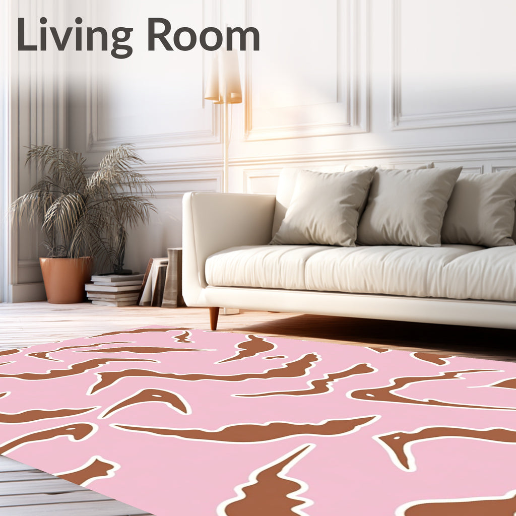 Abstract Brown Shape Pattern Rug