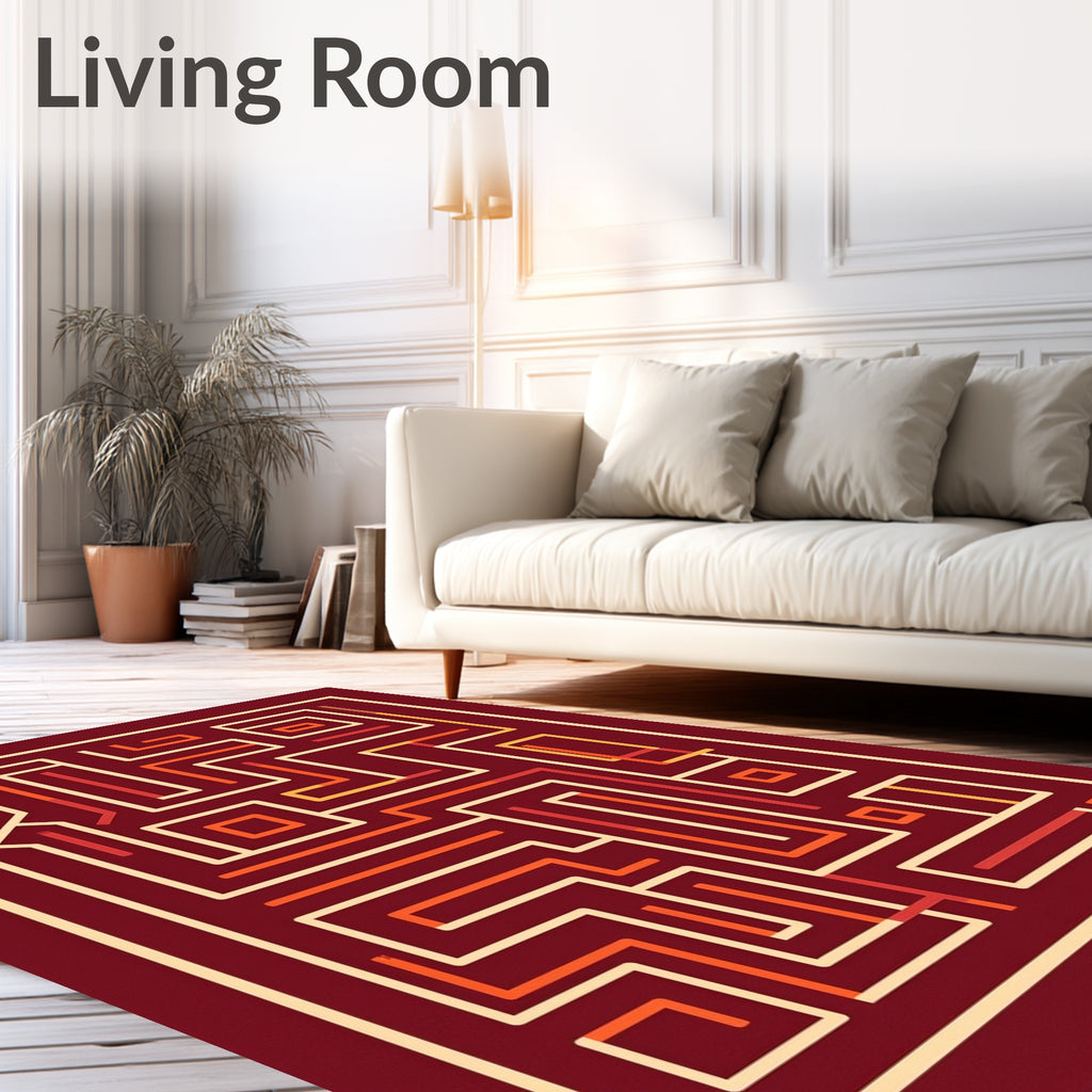 Abstract Geometric Maze Design Rug
