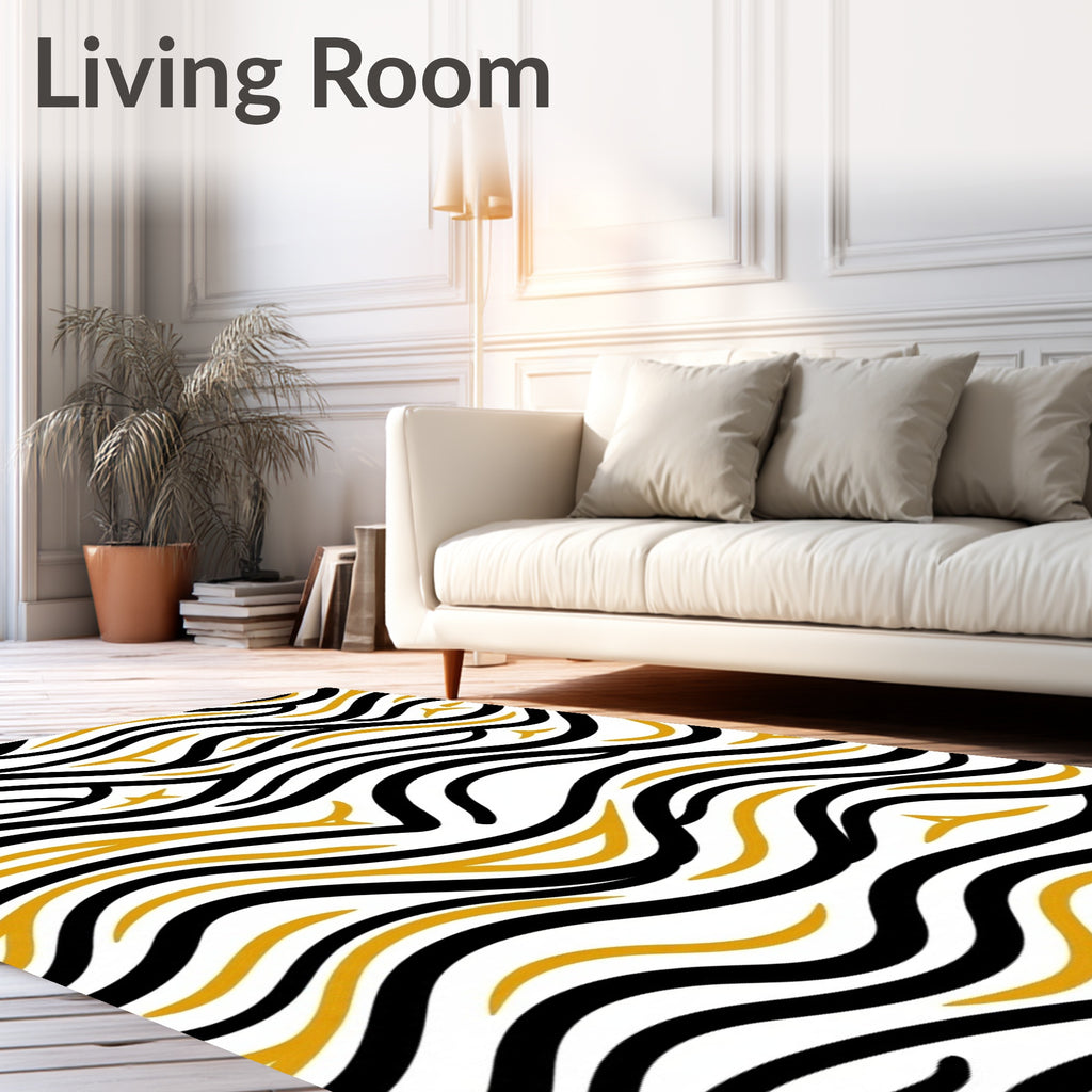 Bold Wavy Stripe Geometric Design Rug