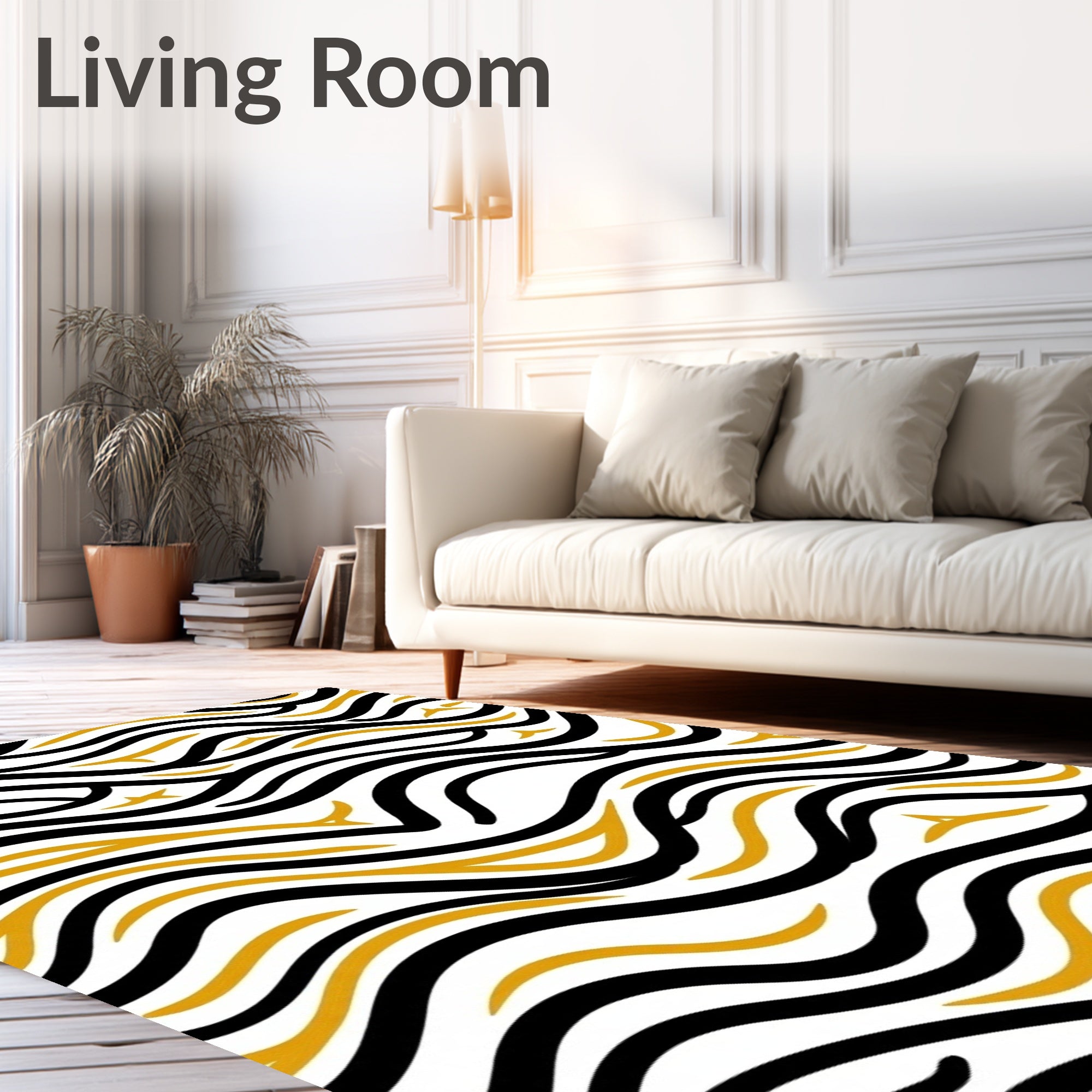 Bold Wavy Stripe Geometric Design Rug