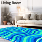 Wavy Blue Green Abstract Pattern Rug