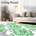 Art Nouveau Mint Green Swirl Pattern Rug