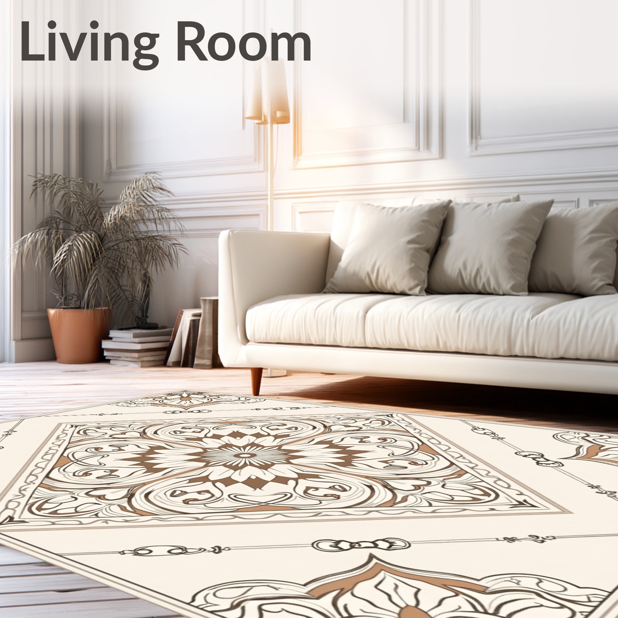 Intricate Floral Mandala Pattern Design Rug