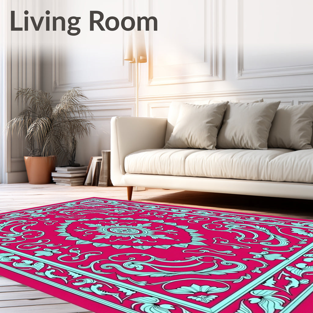 Vibrant Floral Medallion Motif Rug