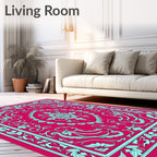 Vibrant Floral Medallion Motif Rug