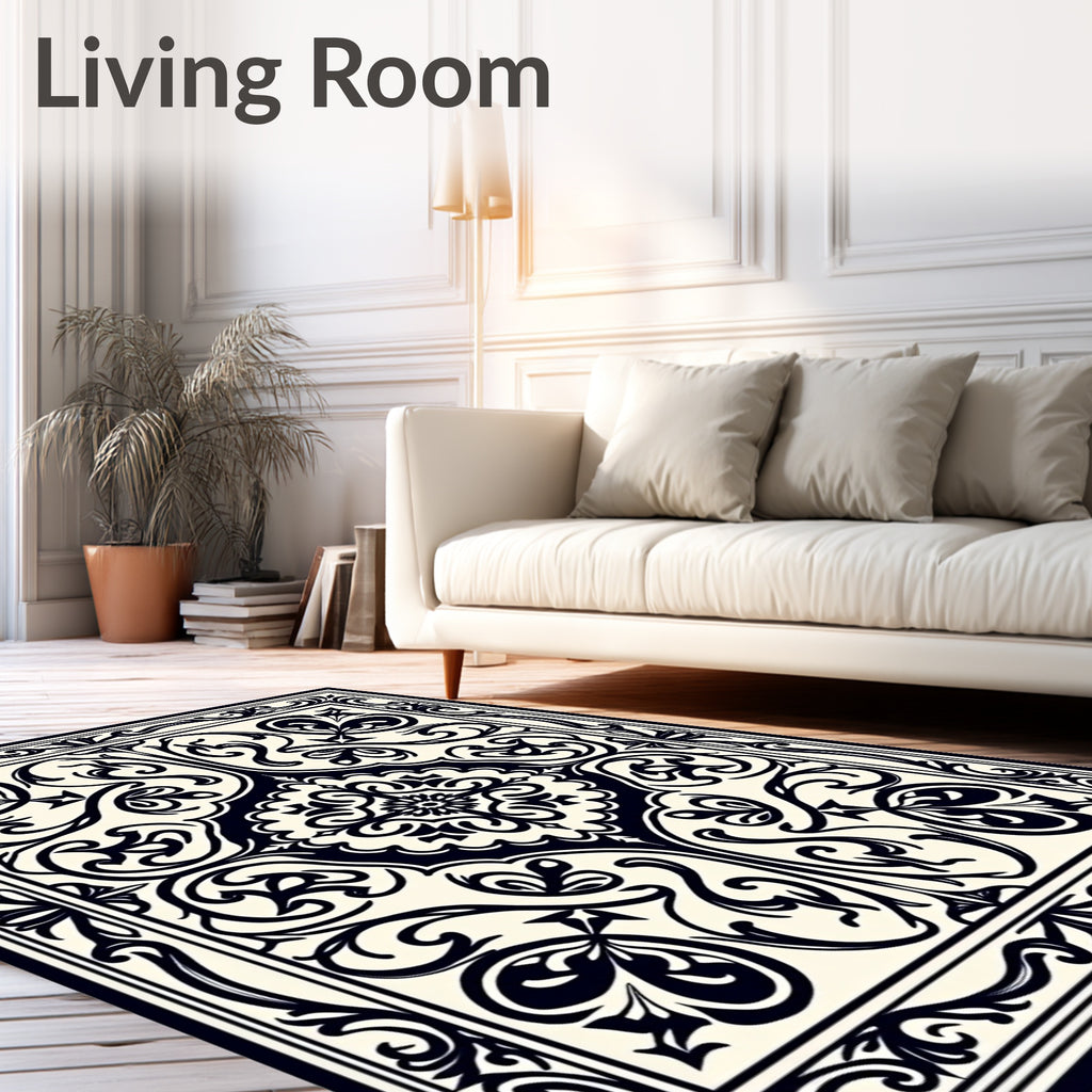 Intricate Floral Scrollwork Decorative Rug