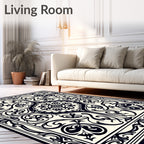 Intricate Floral Scrollwork Decorative Rug