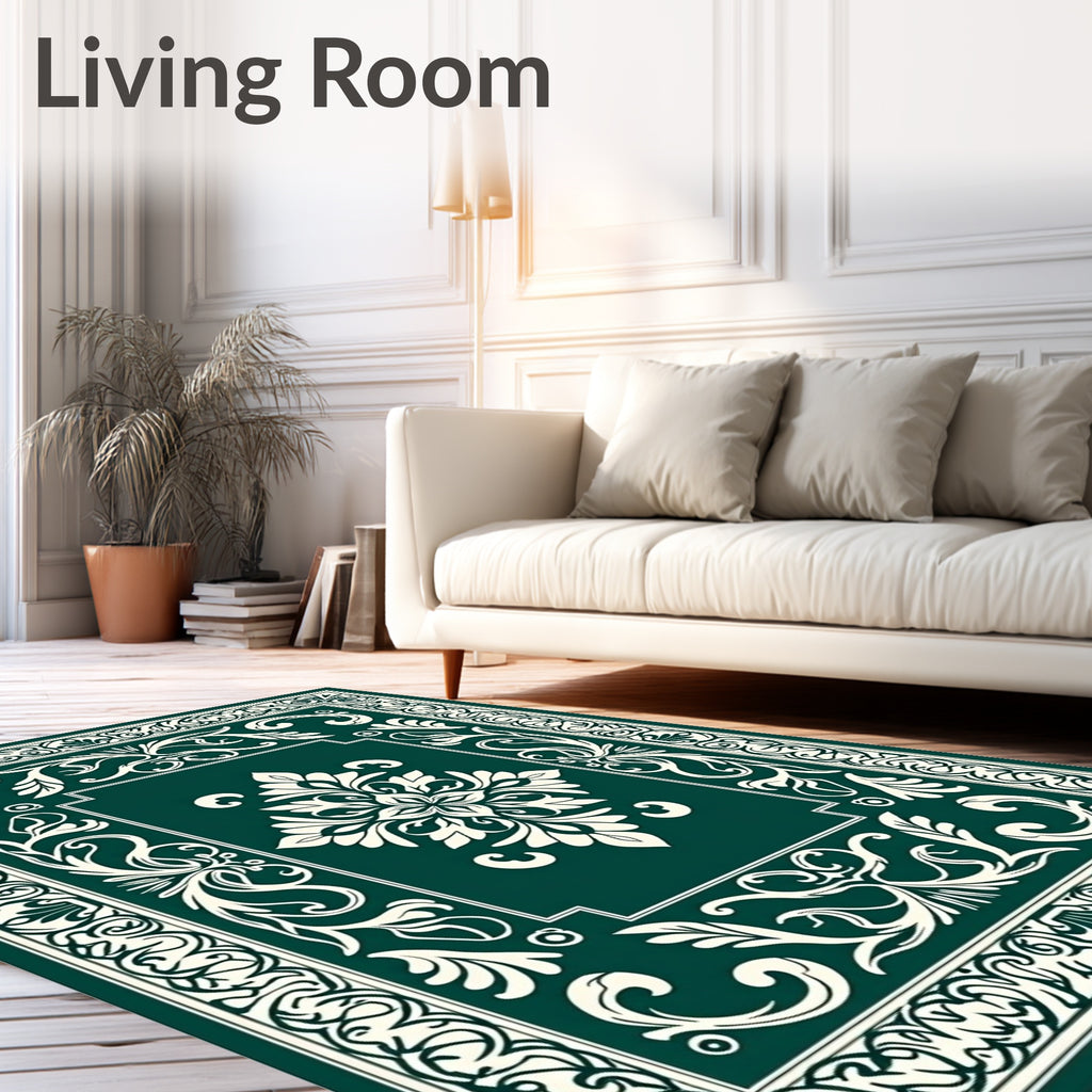 Elegant Floral Scrollwork Border Design Rug