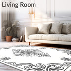 Ornate Floral With Scrollwork Accent Rug