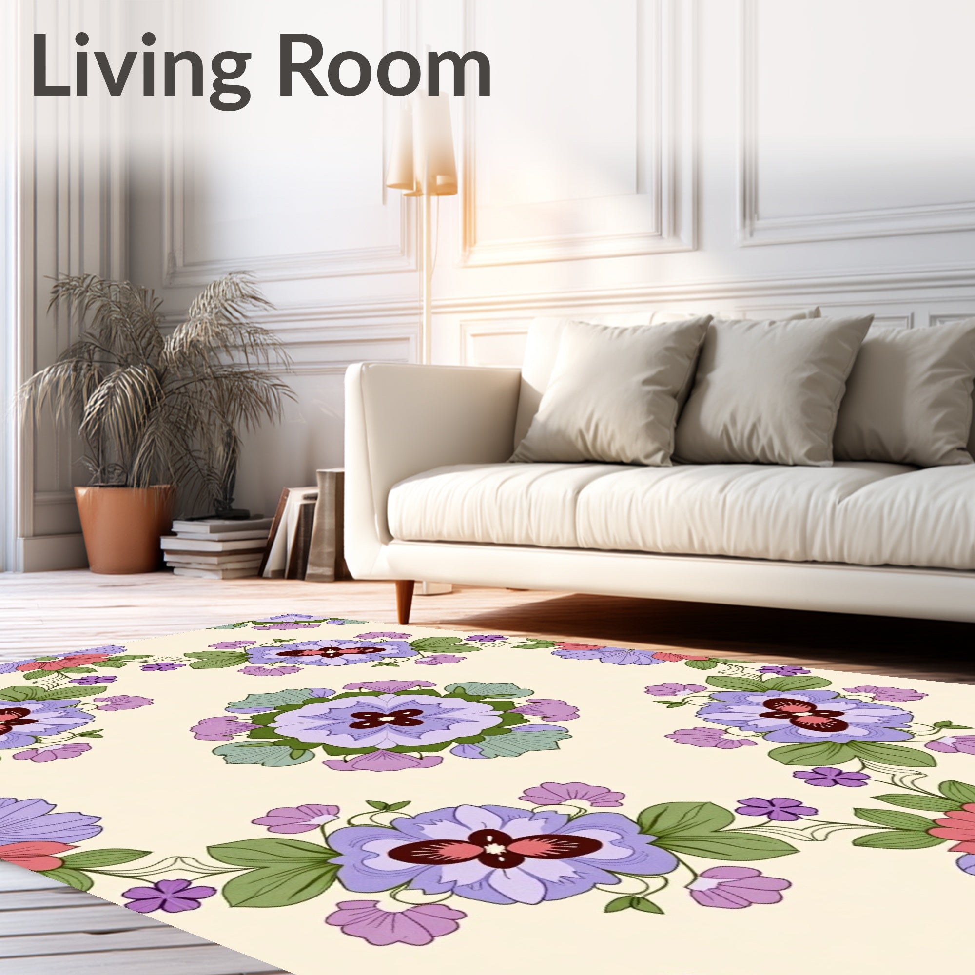 Vintage Floral Patterned Pastel Rug