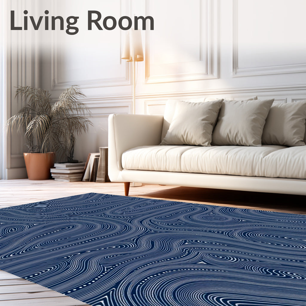 Flowing Swirls and Dots Pattern Rug
