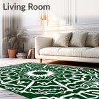 Abstract Dark Green Mandala Pattern Rug