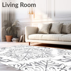 Ornate Gray Floral Medallion Square Rug