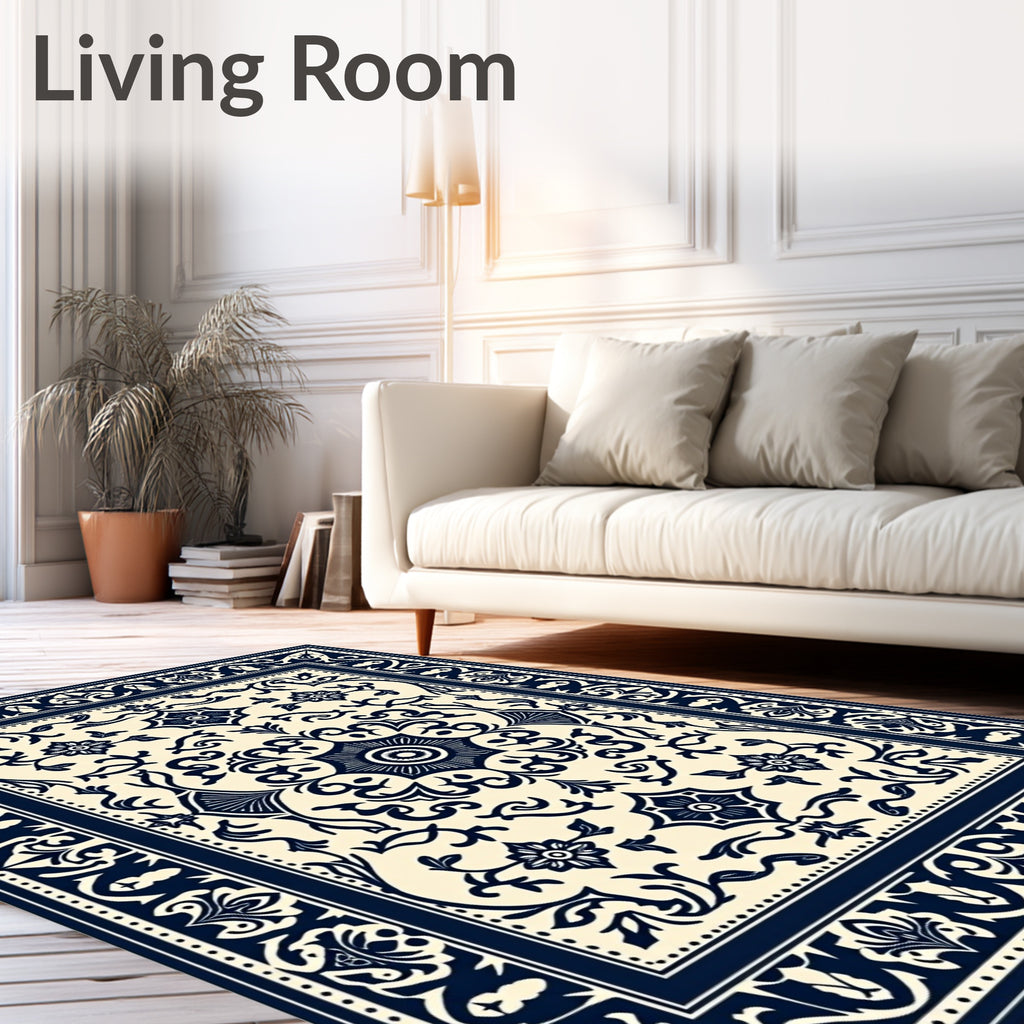 Ornate Floral Damask Pattern Rug
