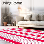 Red Vertical Brick Stripe Pattern Rug