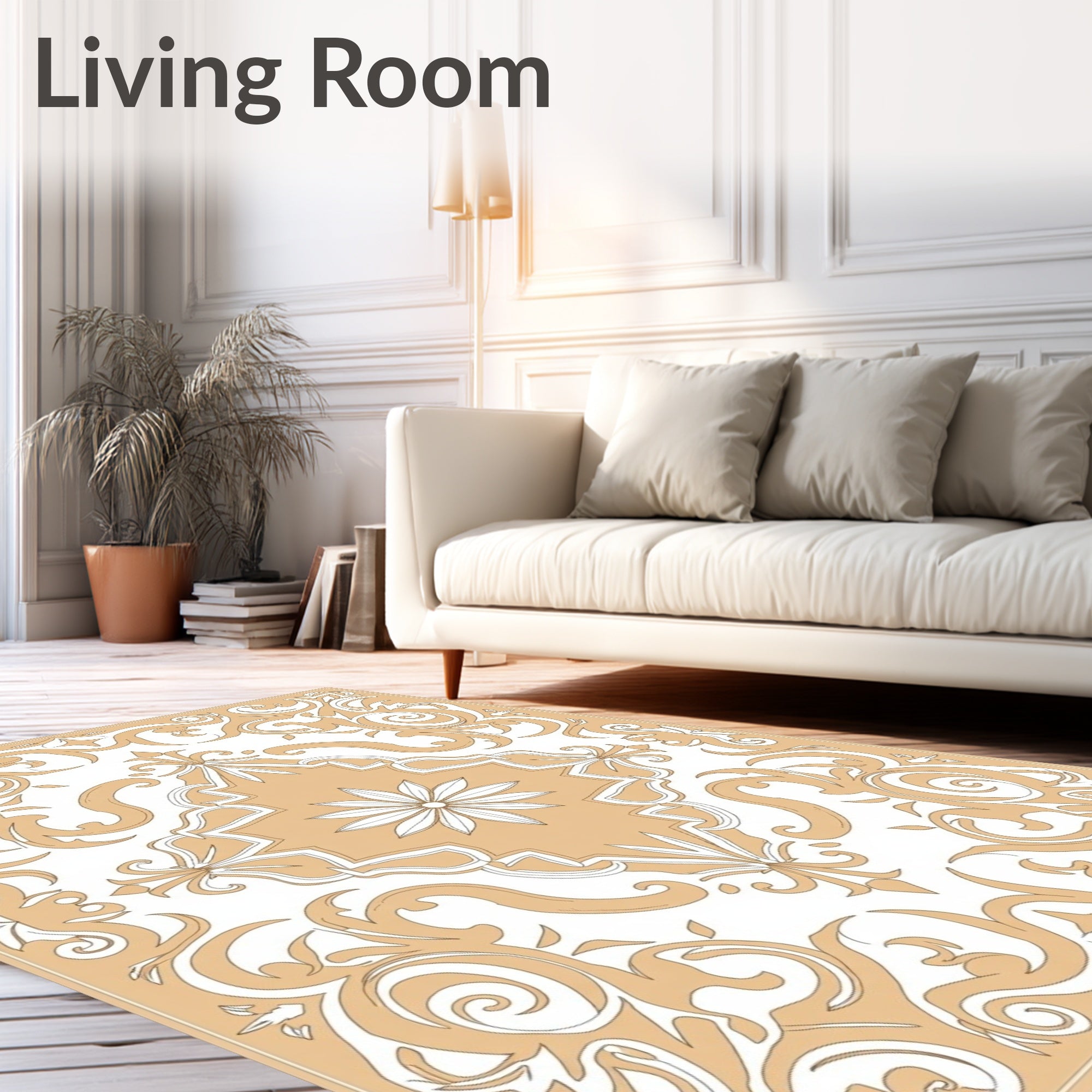 Classic Beige Swirls Medallion Rug