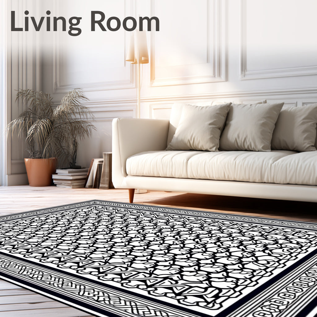 Intricate Geometric Flower Pattern Rug