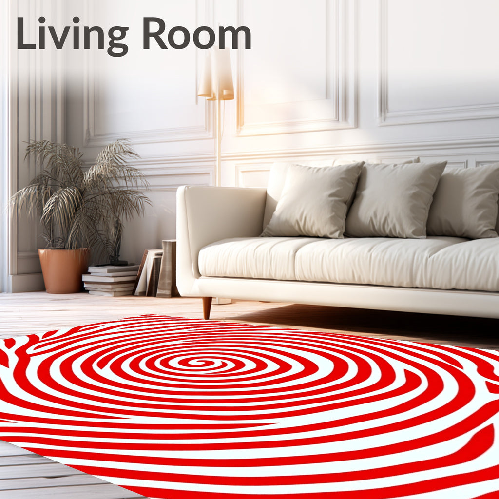 Crimson Red Swirl Abstract Lines Rug