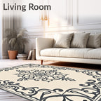 Ornate Scrollwork Medallion Pattern Rug
