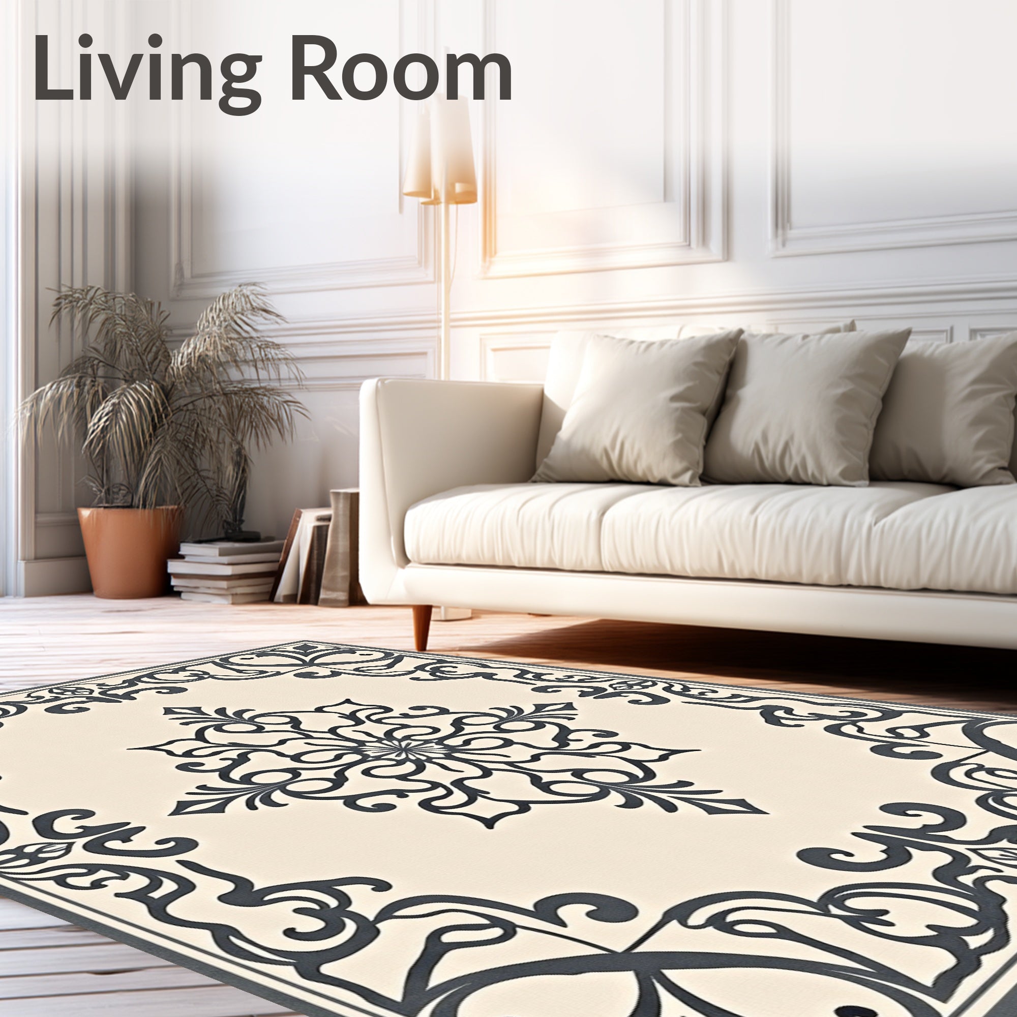 Ornate Scrollwork Medallion Pattern Rug