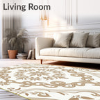 Elegant Floral Scrollwork Brown Tan Pattern Rug