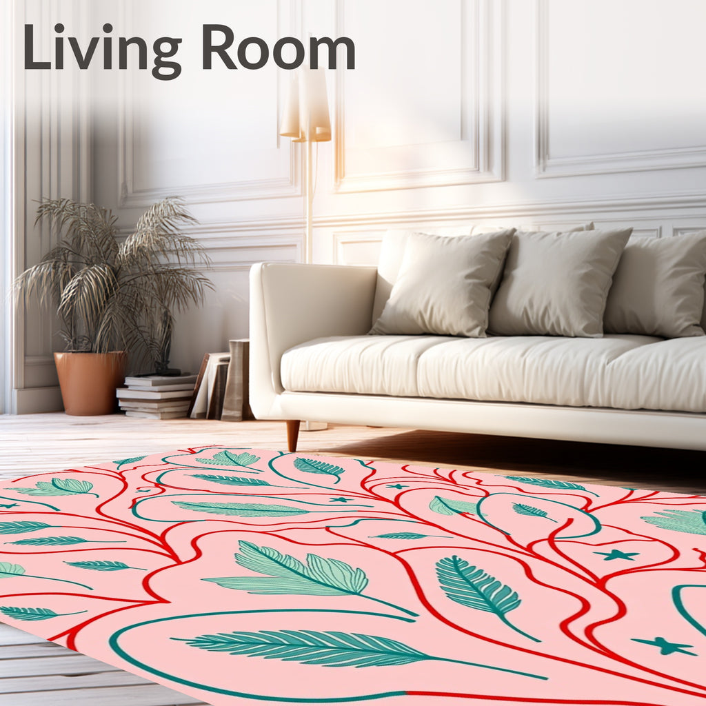 Whimsical Vines Feather Pattern Rug