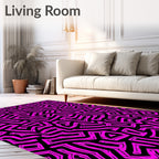Hot Pink Abstract Maze Pattern Rug