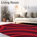 Crimson Swirls Geometric Pattern Rug