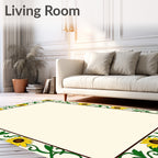 Yellow Sunflowers Vine Border Rug