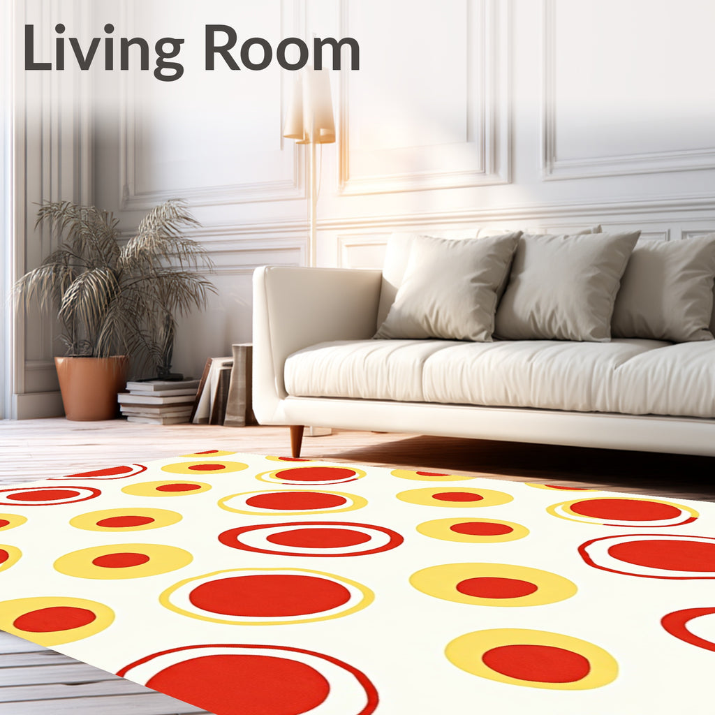 Bold Red Yellow Abstract Circles Pattern Rug